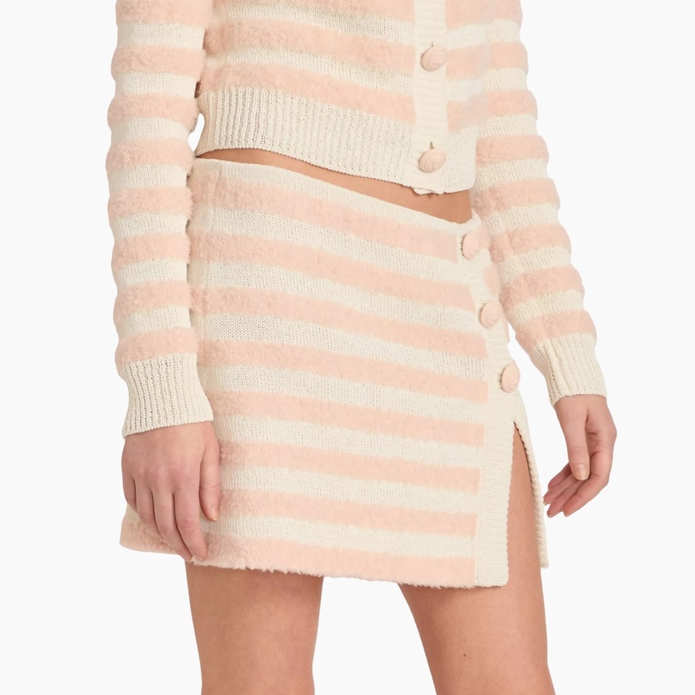 Balmain Fluffy Striped Wool Tweed Mini Skirt - Picture 10 of 11